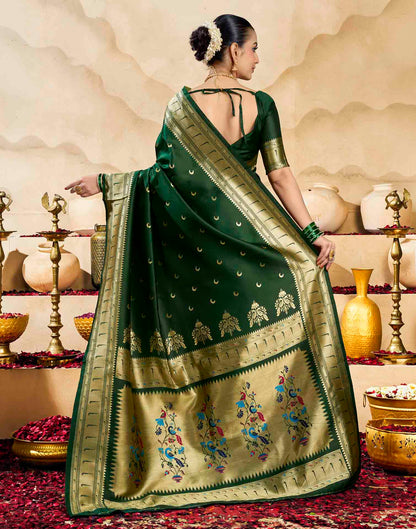 Dark Green Silk Woven Paithani Saree