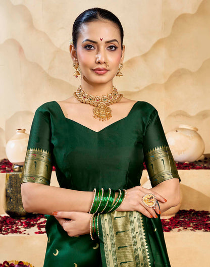 Dark Green Silk Woven Paithani Saree
