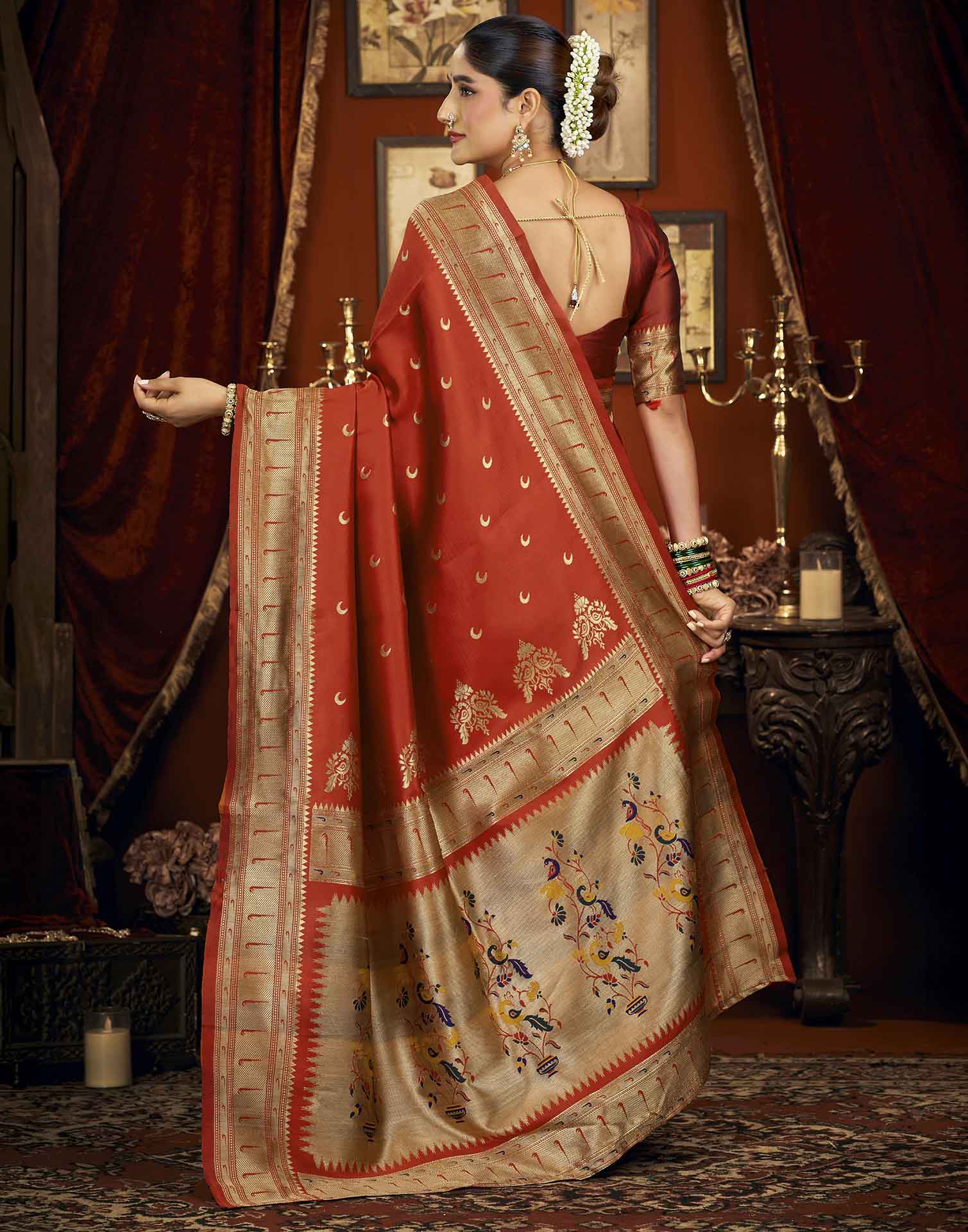 Red Silk Woven Paithani Saree