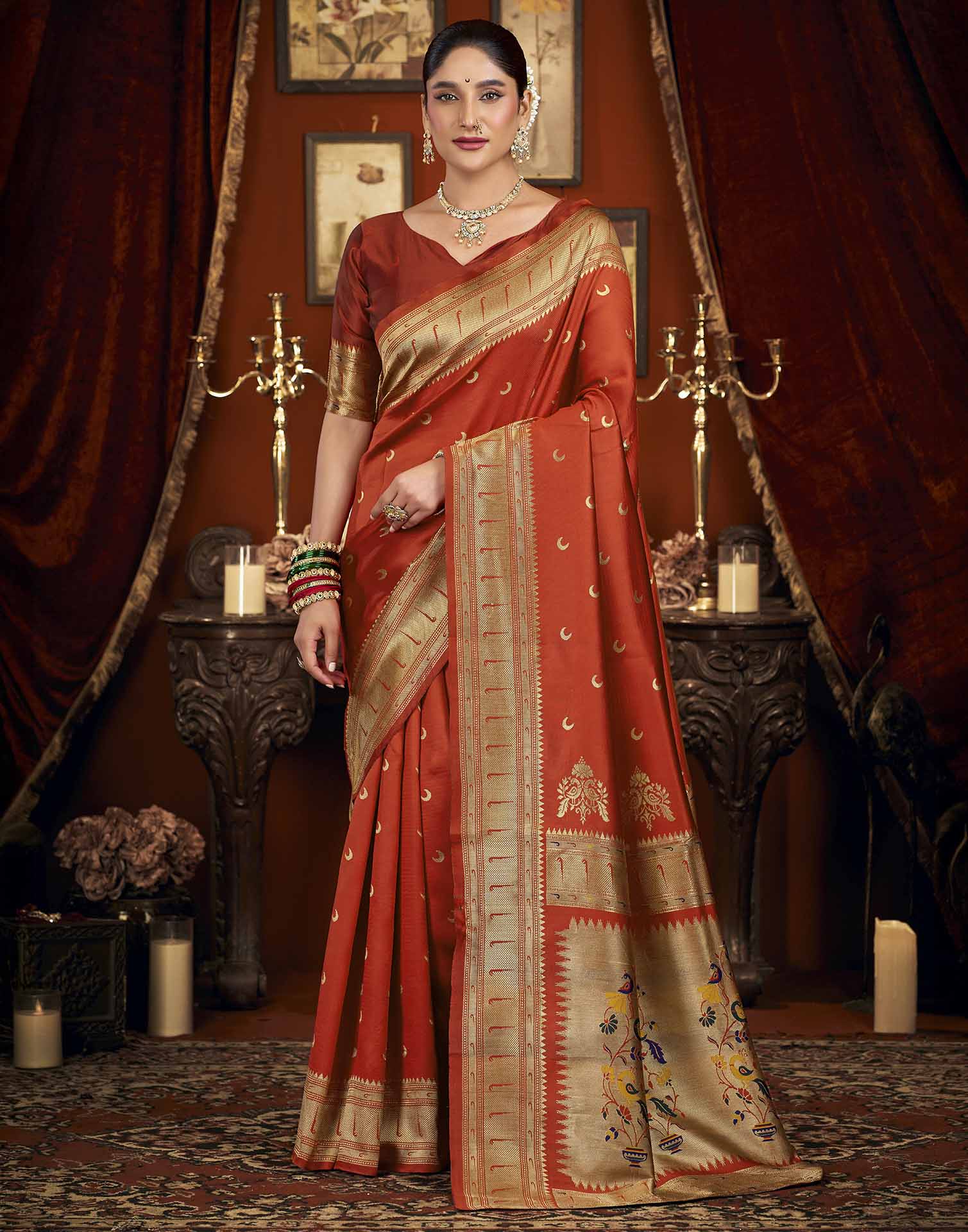Red Silk Woven Paithani Saree