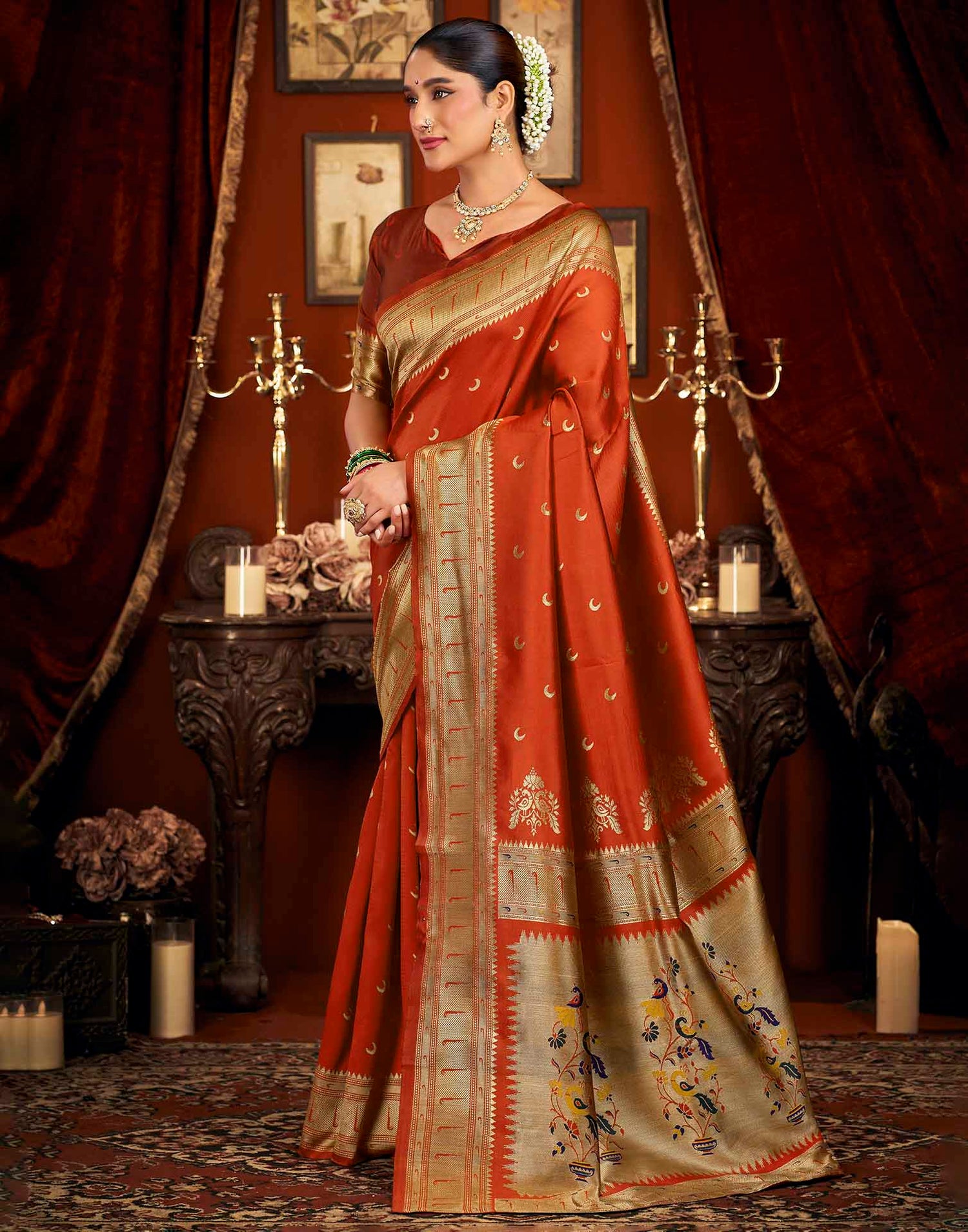 Red Silk Woven Paithani Saree