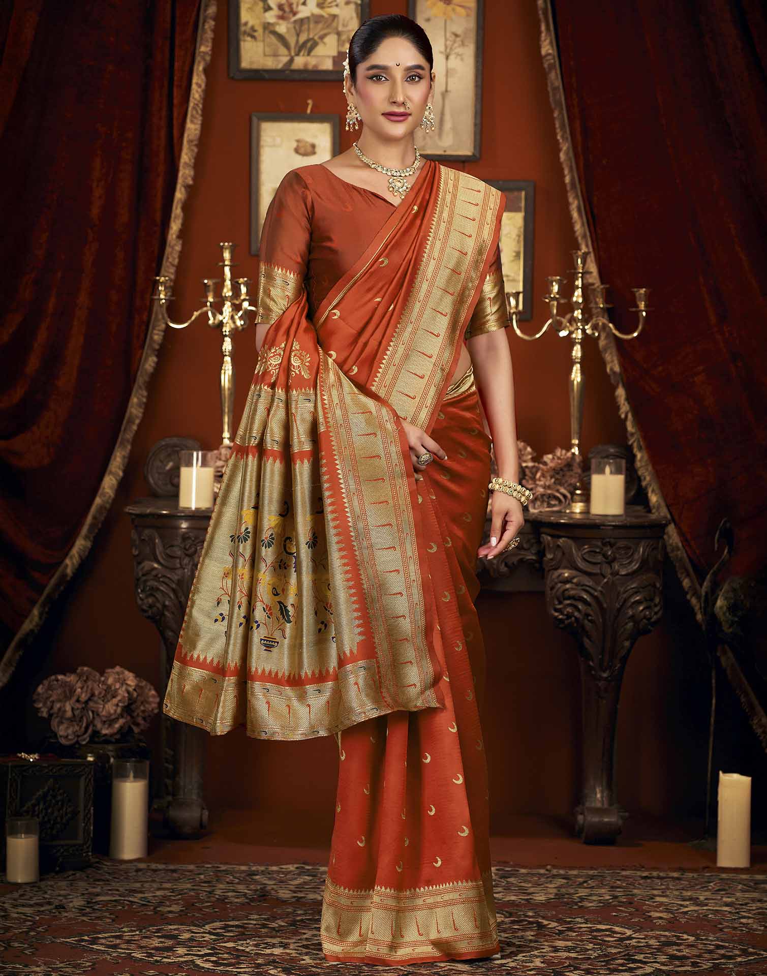 Red Silk Woven Paithani Saree