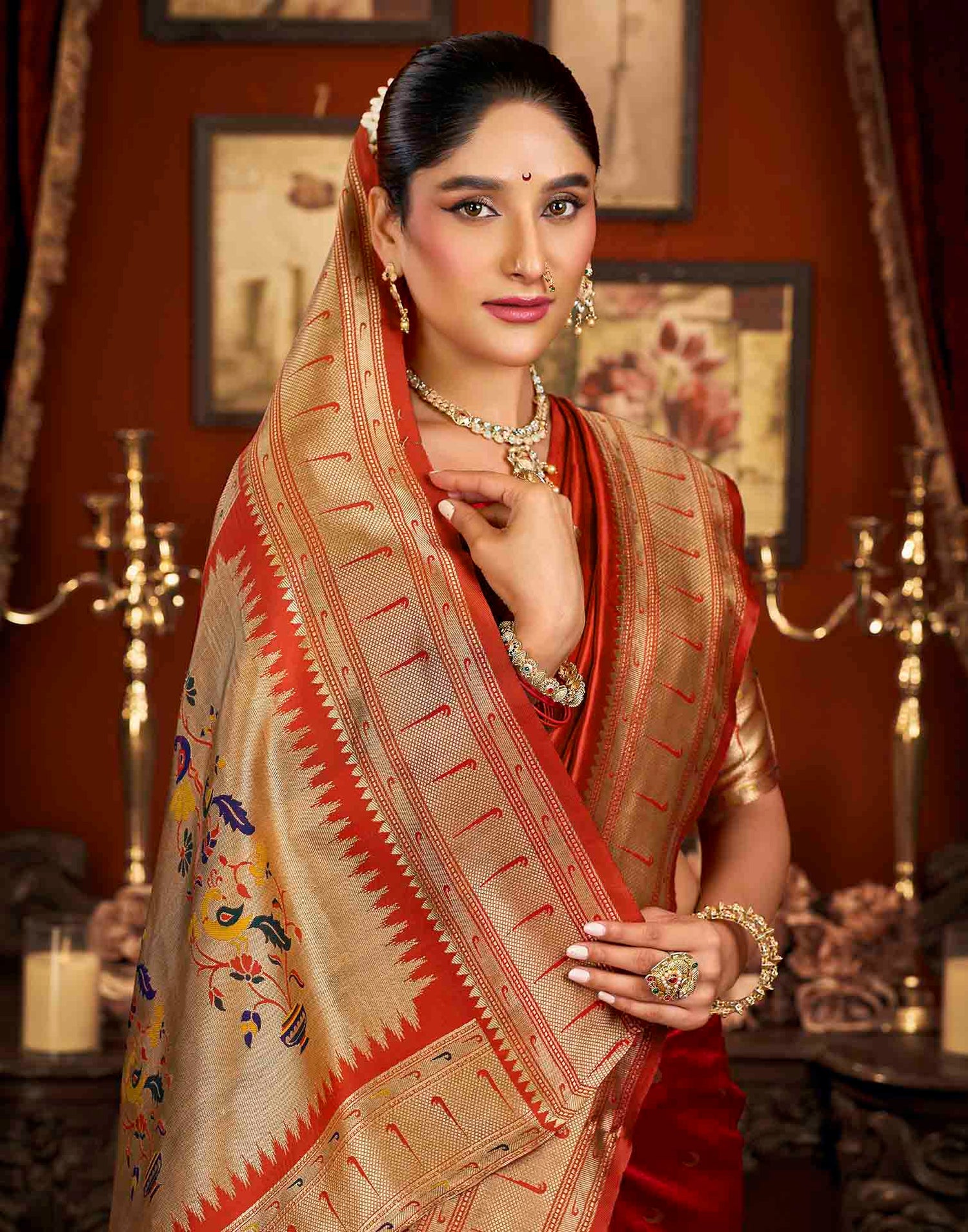 Red Silk Woven Paithani Saree