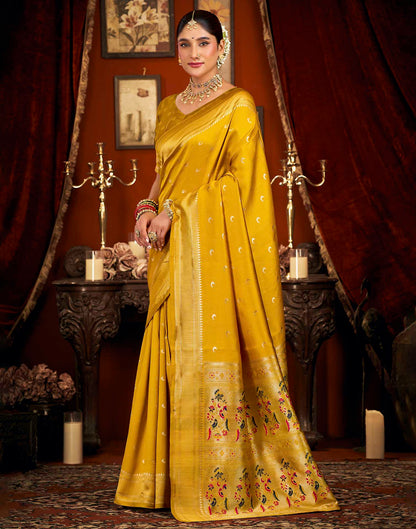 Yellow Silk Woven Paithani Saree