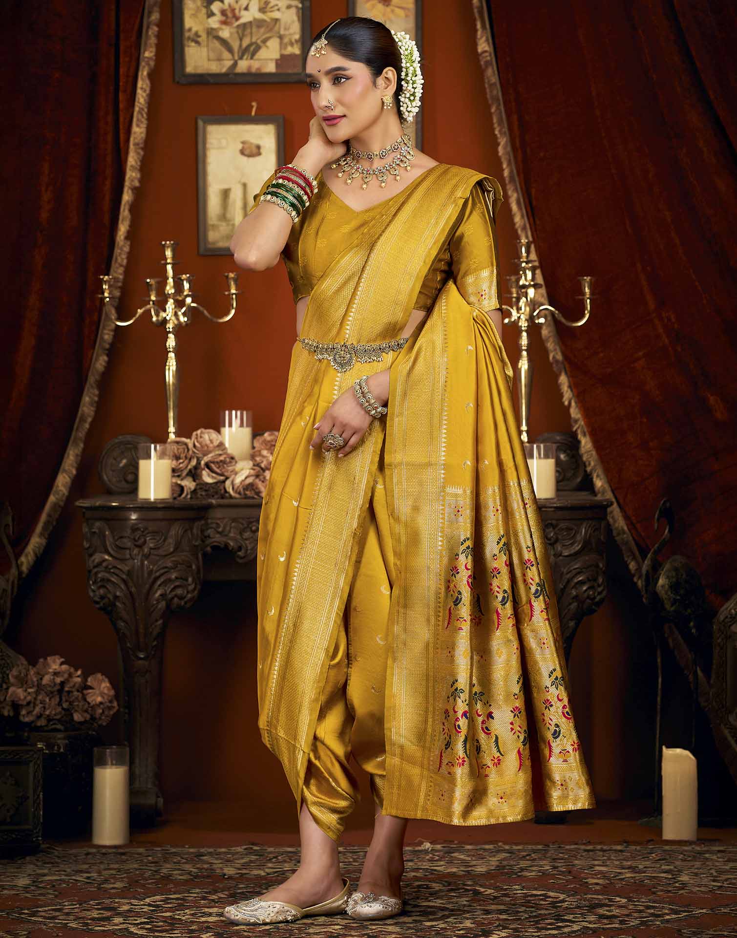 Yellow Silk Woven Paithani Saree