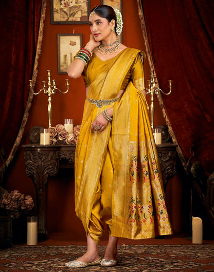 Yellow Silk Woven Paithani Saree