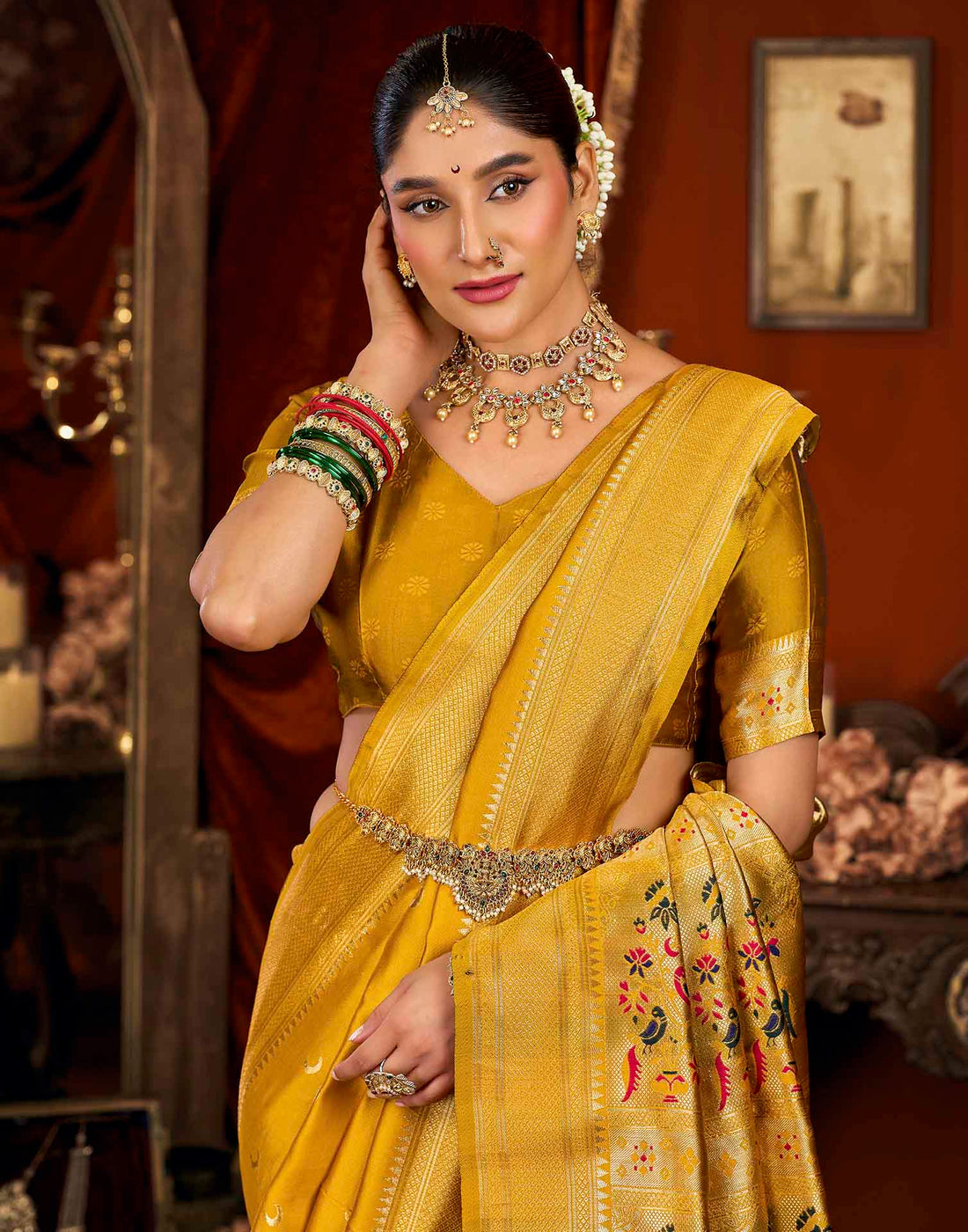Yellow Silk Woven Paithani Saree