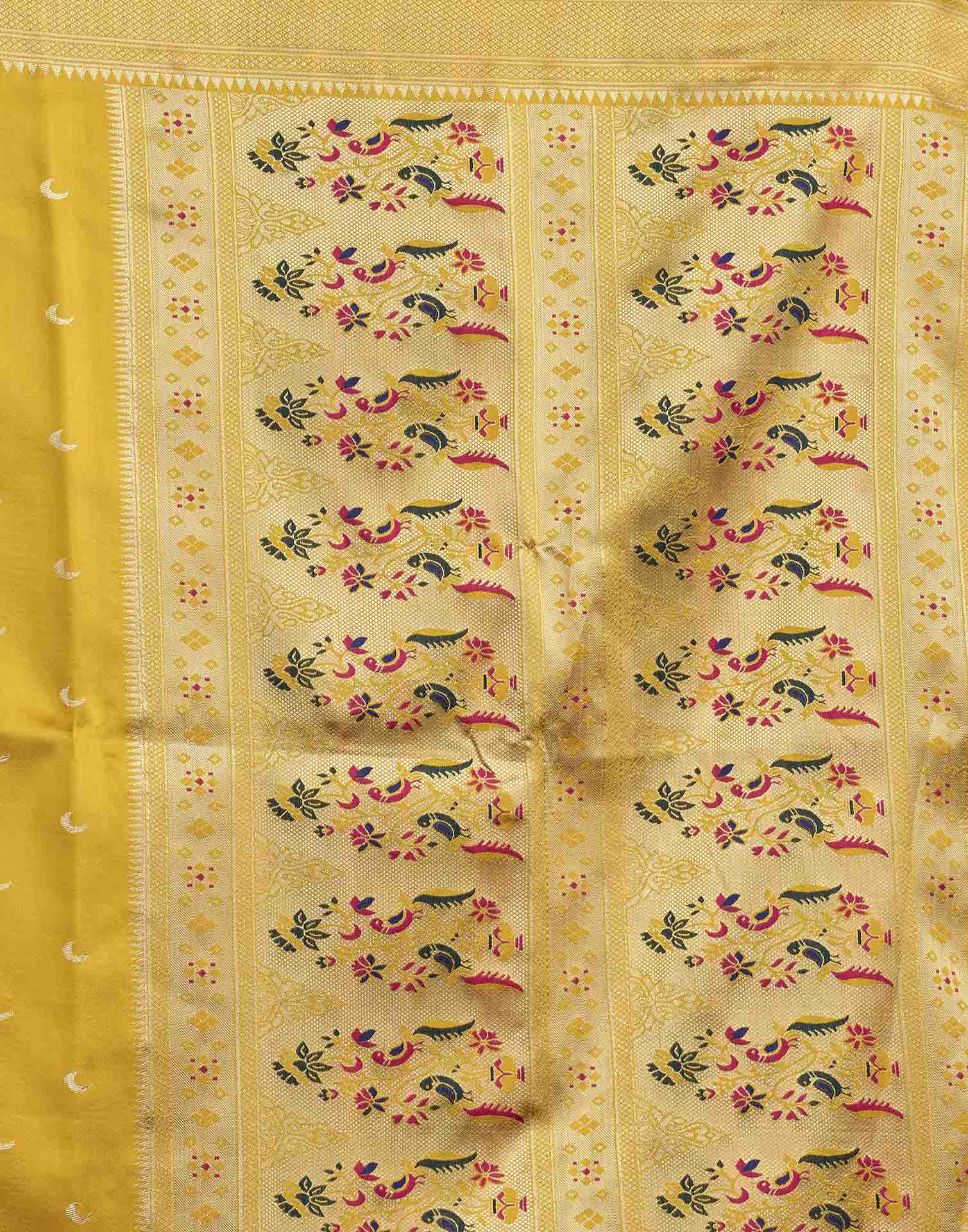 Yellow Silk Woven Paithani Saree