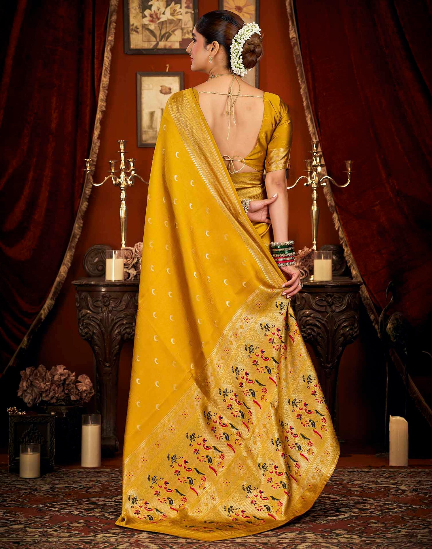 Yellow Silk Woven Paithani Saree