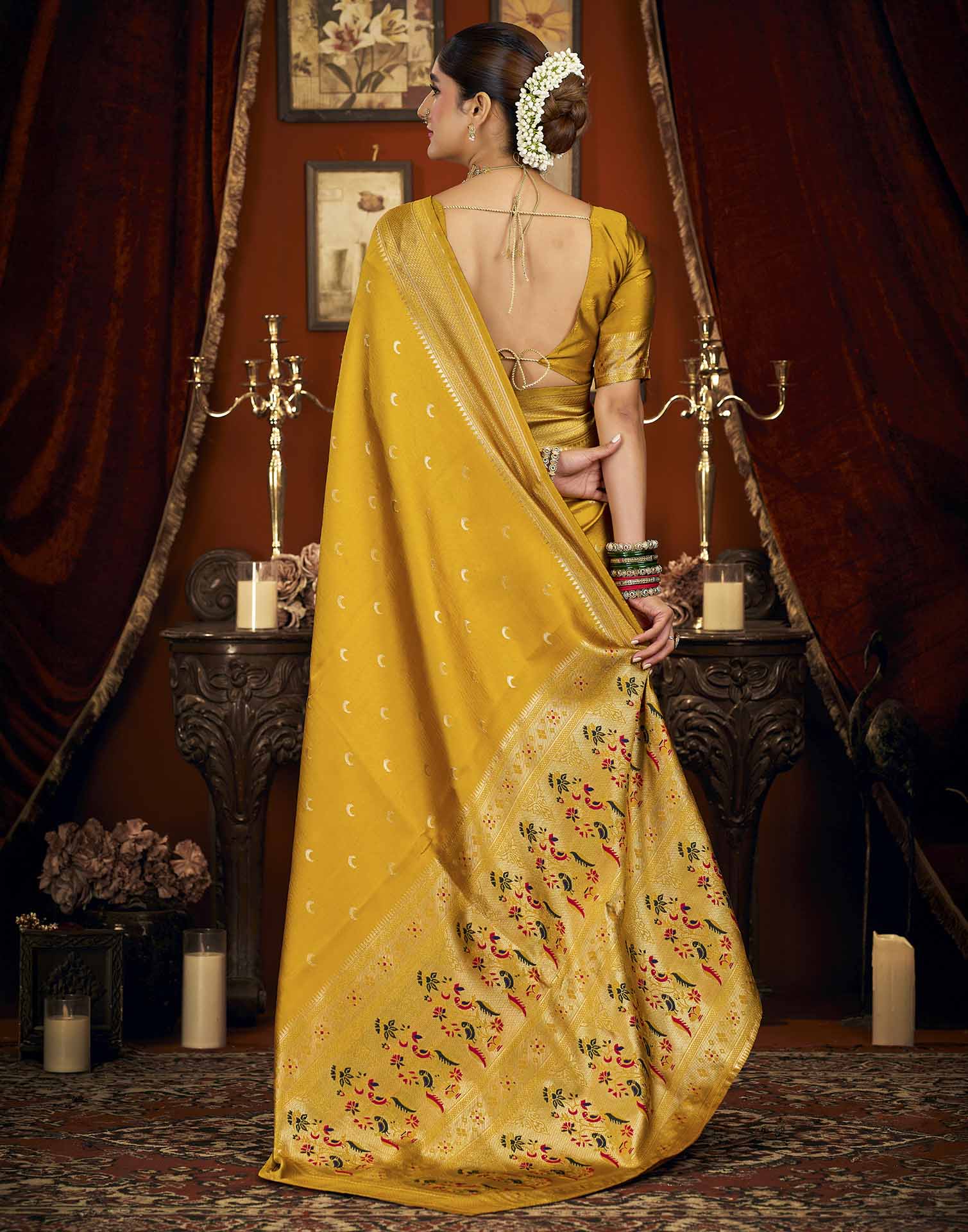 Yellow Silk Woven Paithani Saree