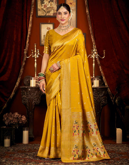 Yellow Silk Woven Paithani Saree