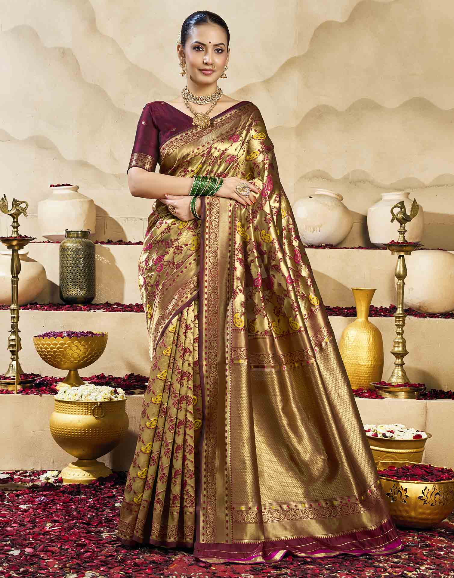 Golden Silk Woven Banarasi Saree