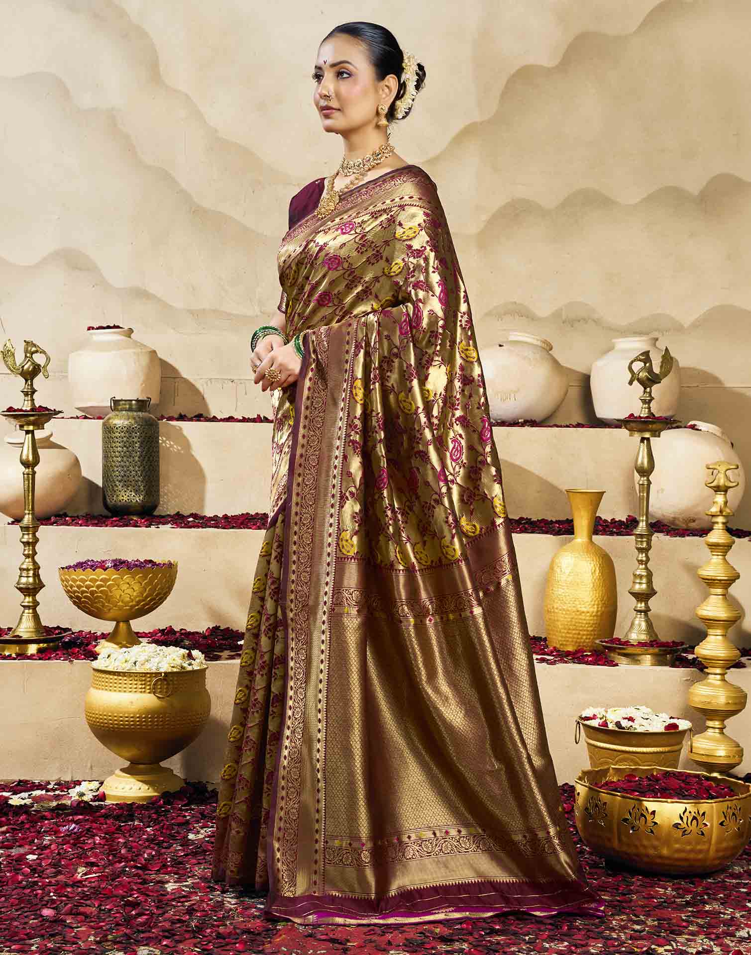 Golden Silk Woven Banarasi Saree