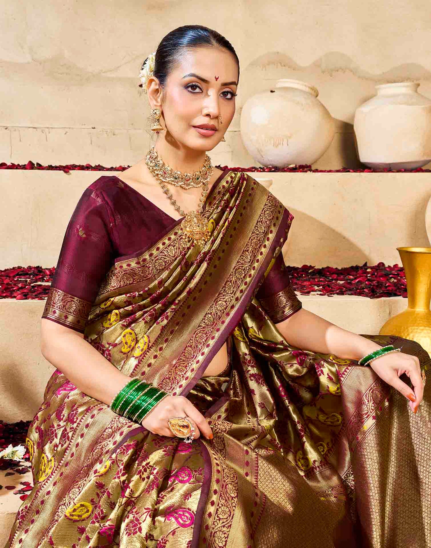 Golden Silk Woven Banarasi Saree