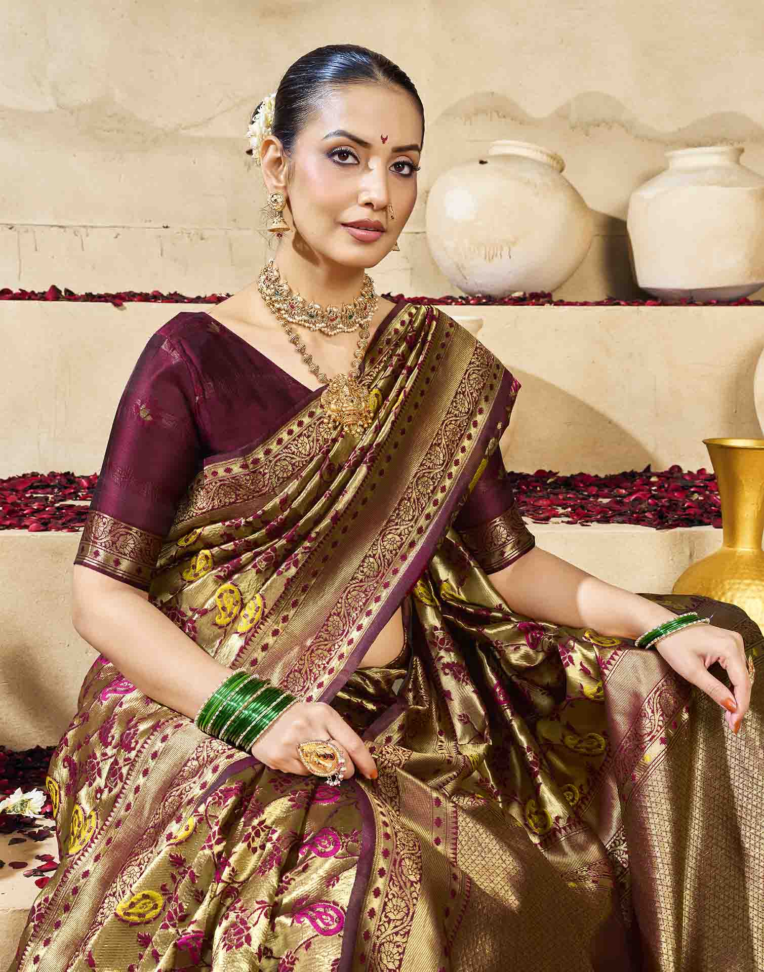 Golden Silk Woven Banarasi Saree