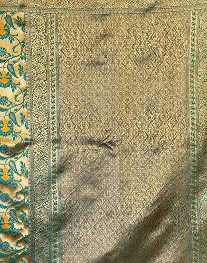 Teal Blue Silk Woven Banarasi Saree