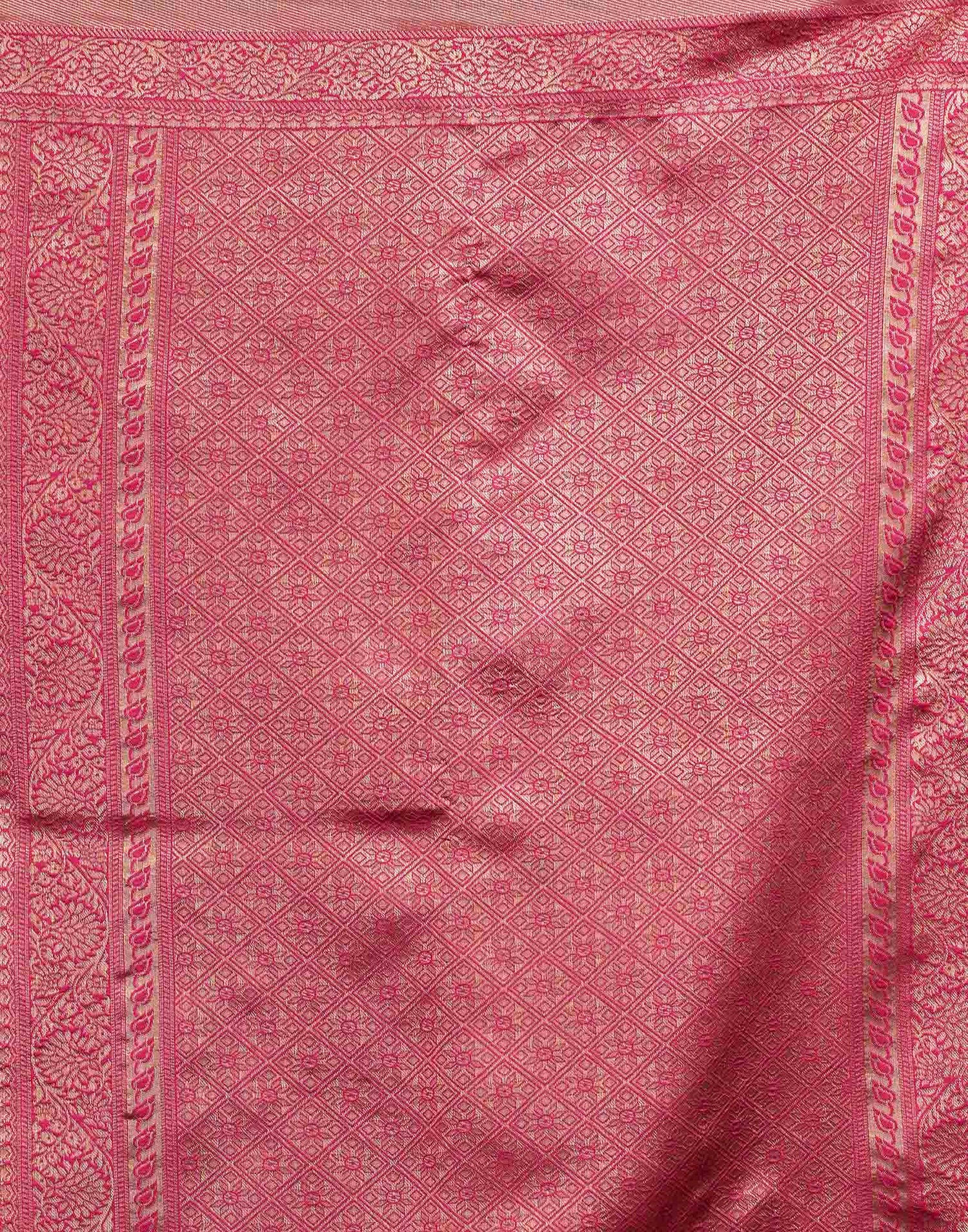 Pink Silk Woven Banarasi Saree