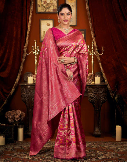 Pink Silk Woven Banarasi Saree