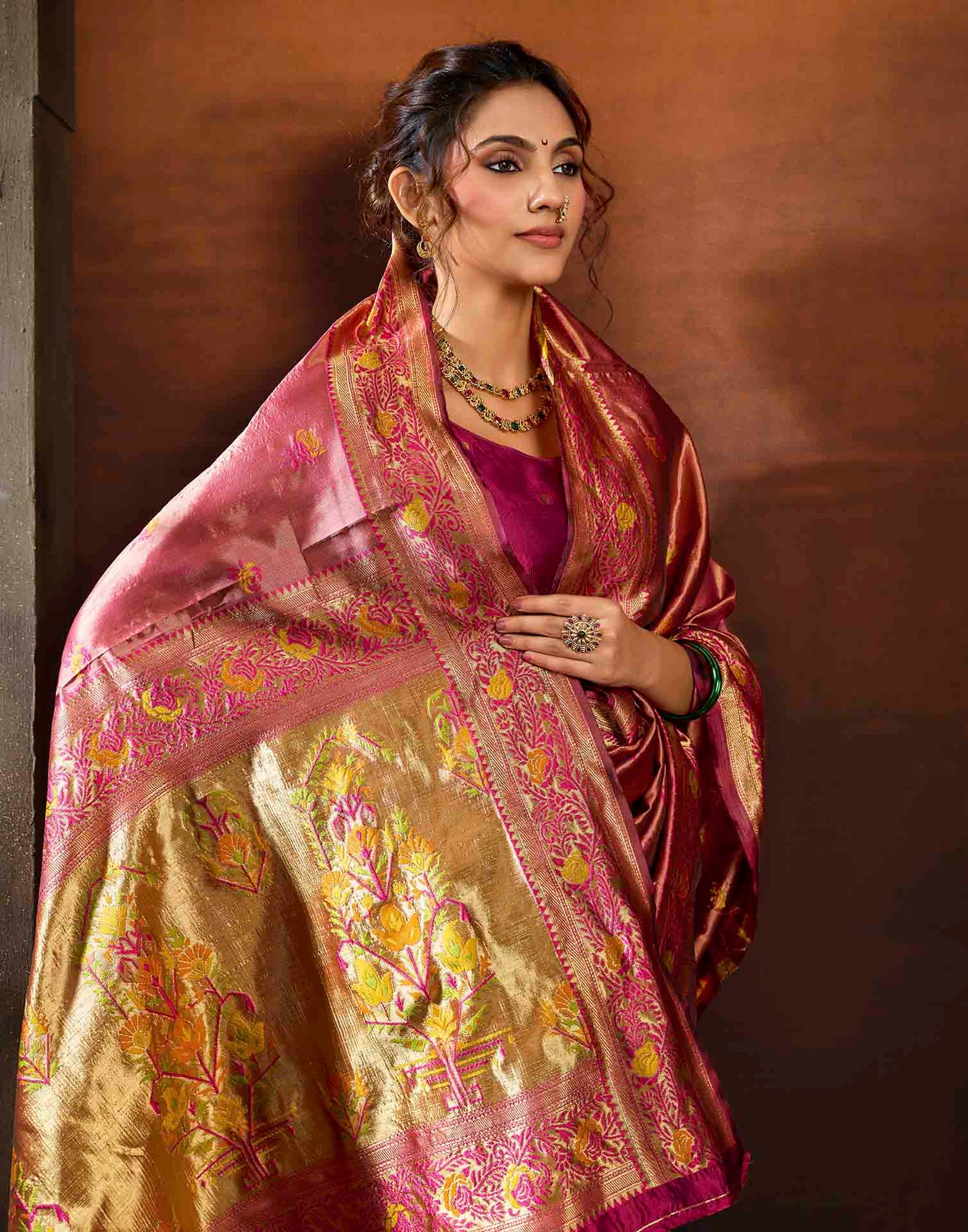 Rust Silk Woven Paithani Saree
