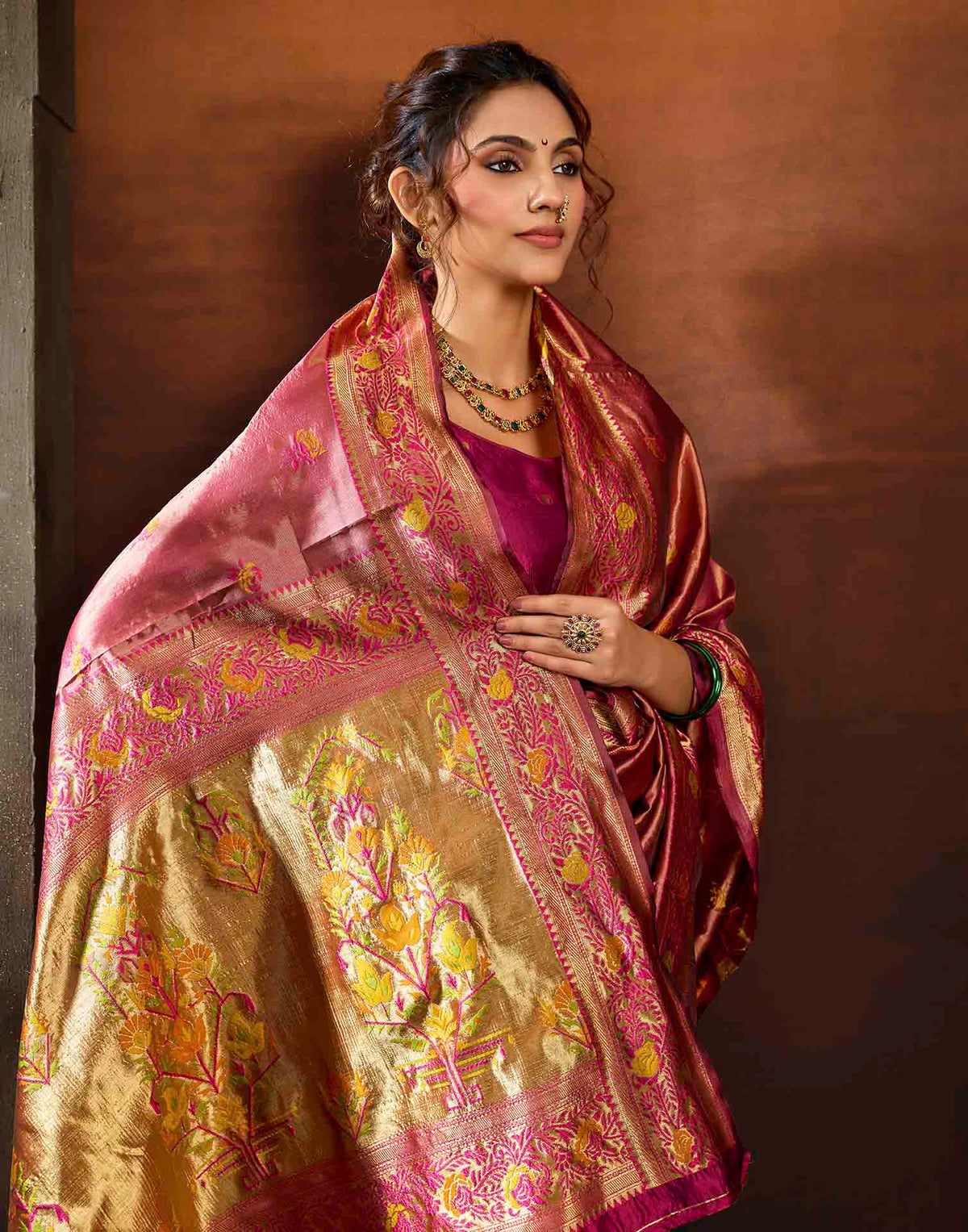Rust Silk Woven Paithani Saree
