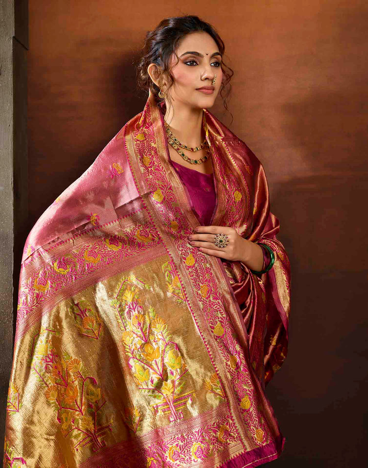 Rust Silk Woven Paithani Saree