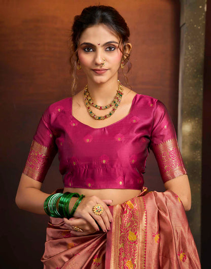 Rust Silk Woven Paithani Saree