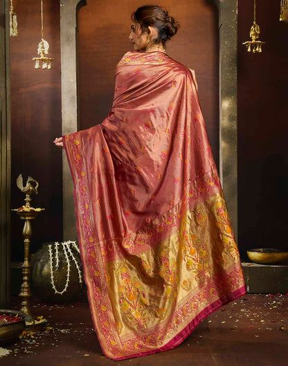 Rust Silk Woven Paithani Saree