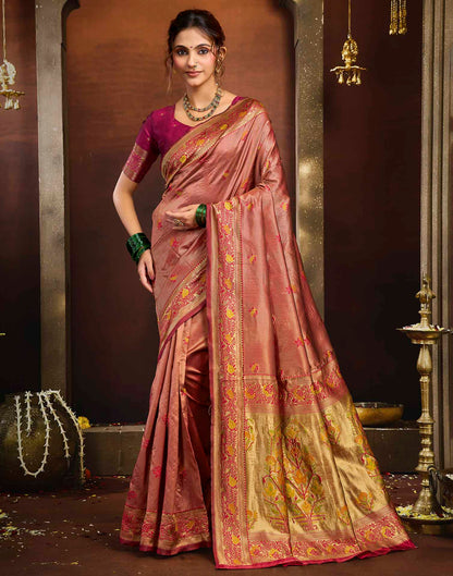Rust Silk Woven Paithani Saree