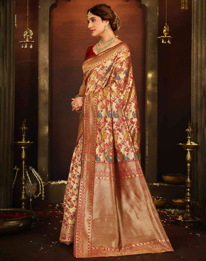 Red Silk Woven Banarasi Saree