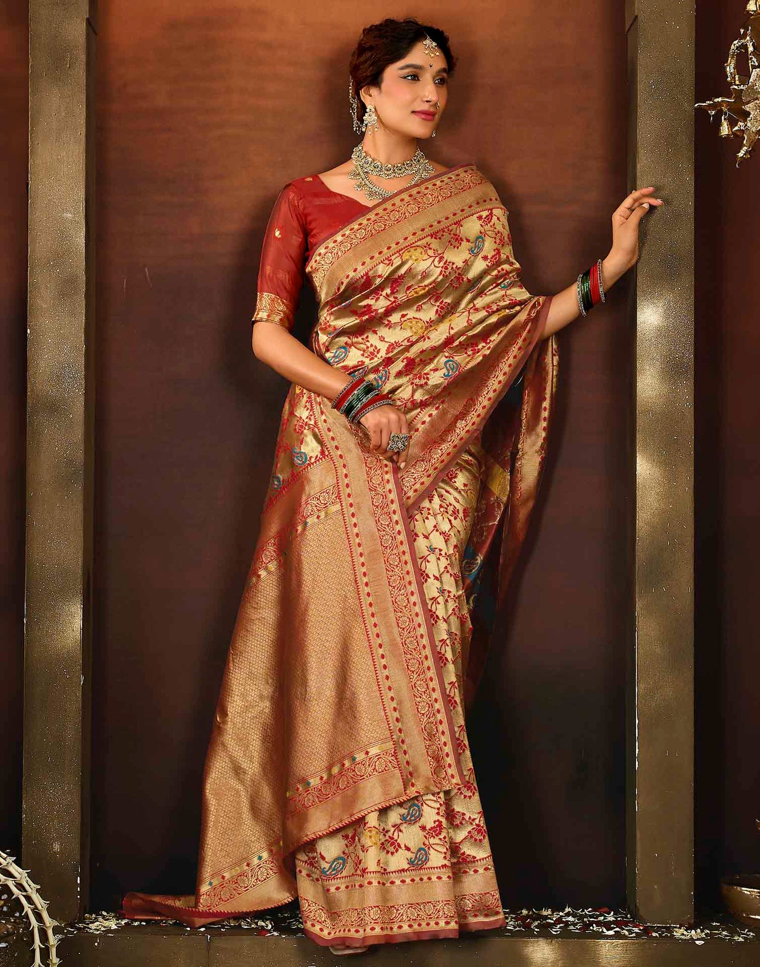 Red Silk Woven Banarasi Saree