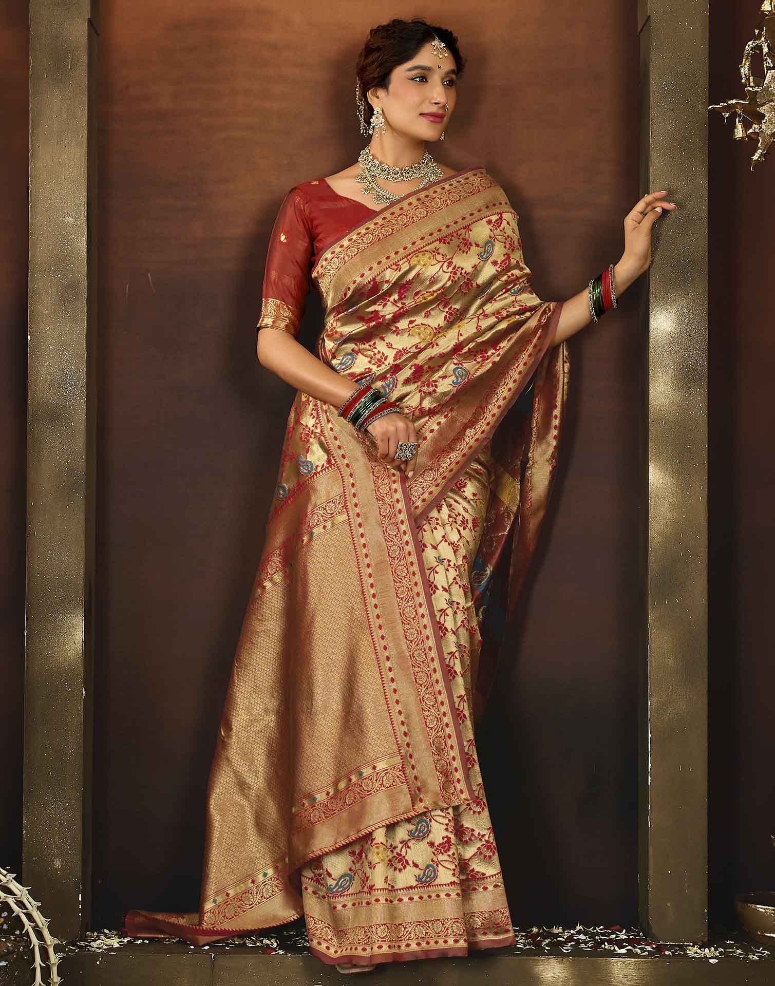 Red Silk Woven Banarasi Saree