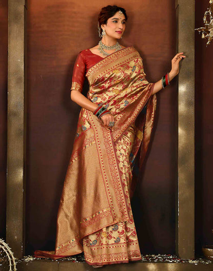 Red Silk Woven Banarasi Saree