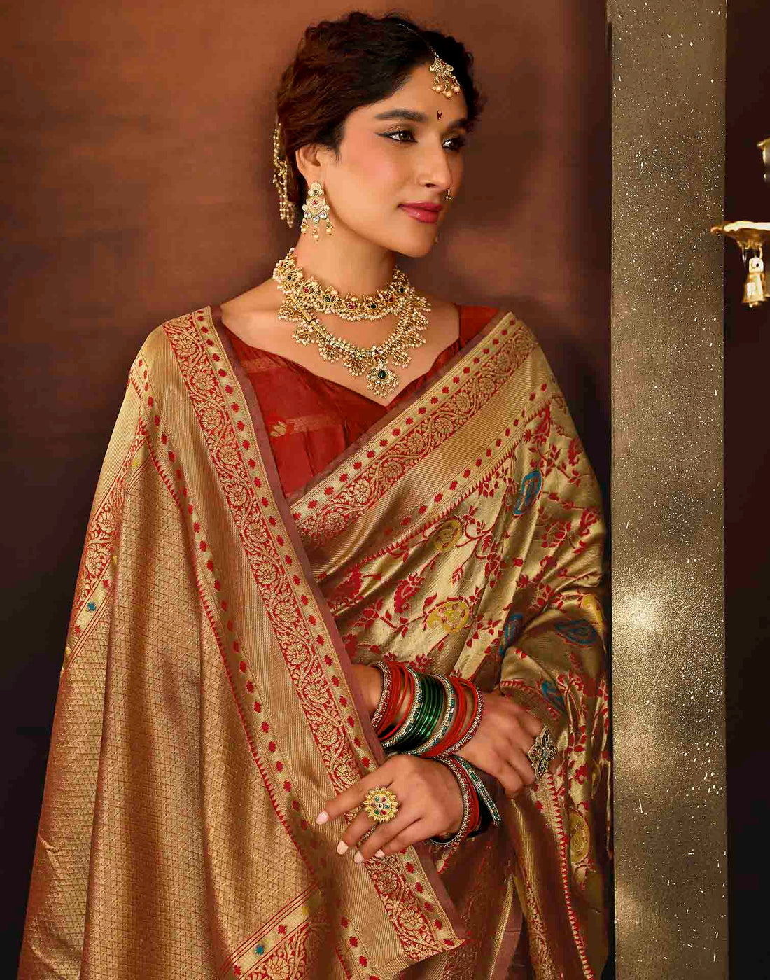 Red Silk Woven Banarasi Saree