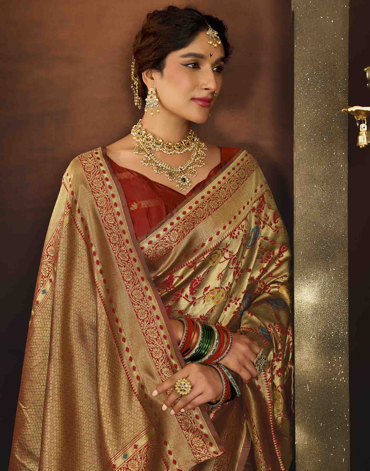 Red Silk Woven Banarasi Saree