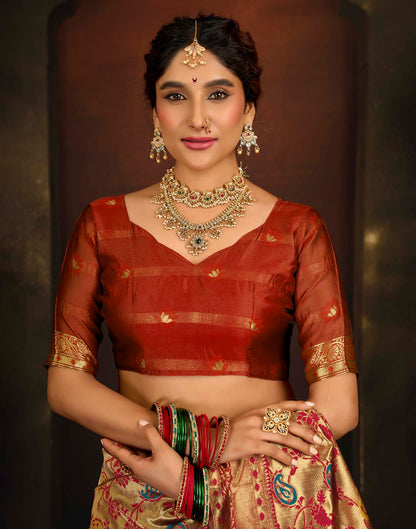 Red Silk Woven Banarasi Saree
