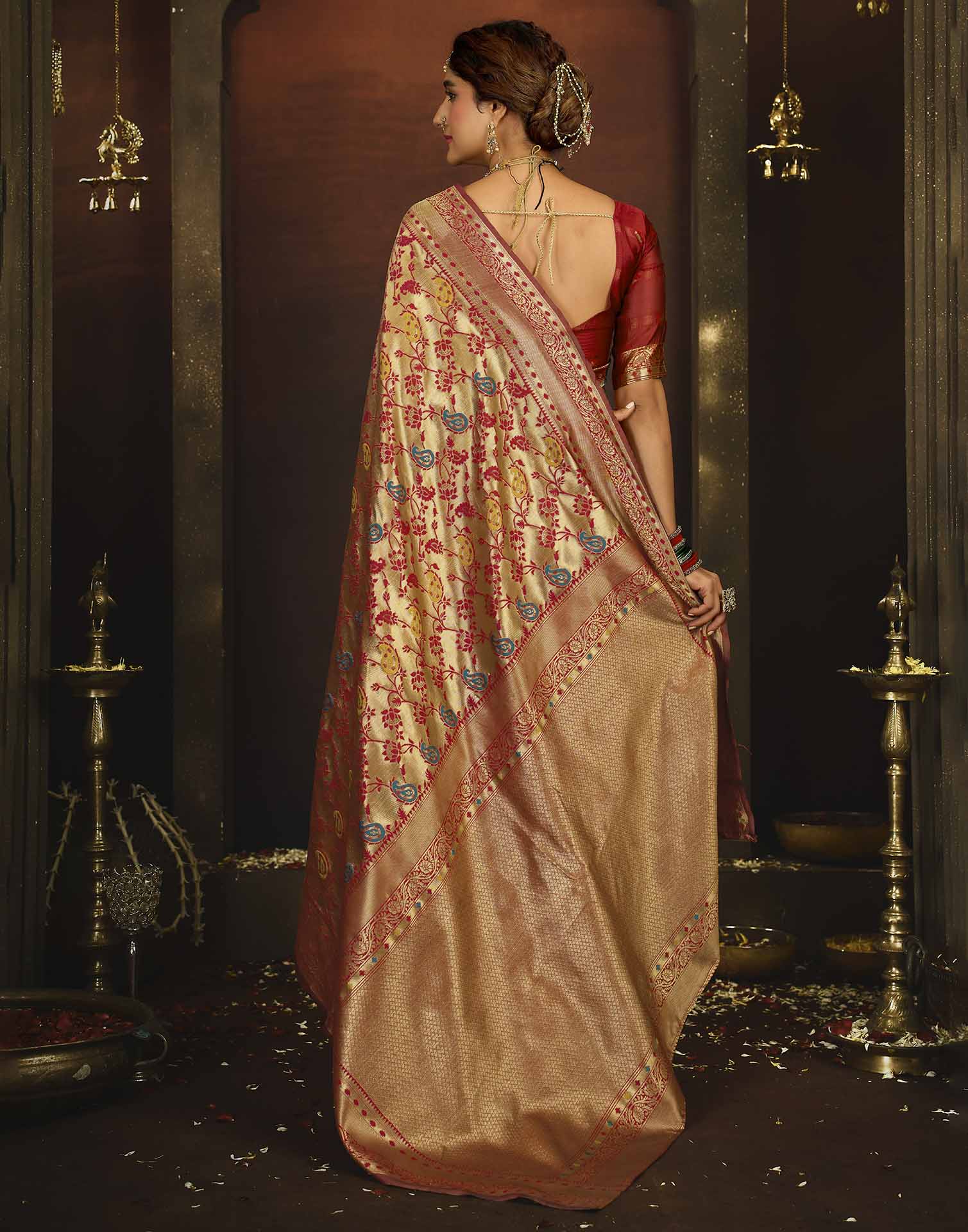 Red Silk Woven Banarasi Saree