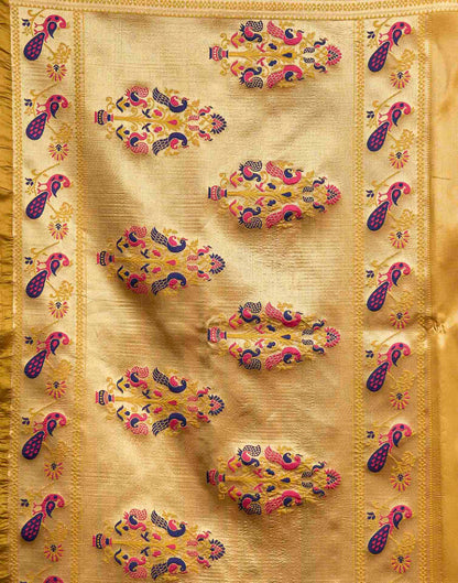 Mustard Yellow Silk Woven Paithani Saree