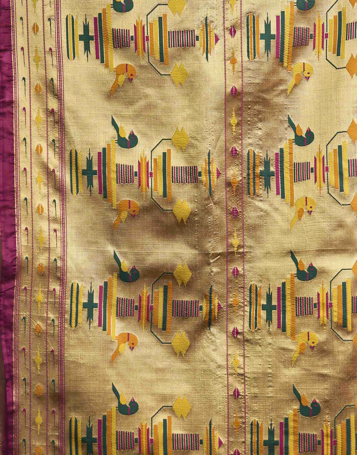 Dusty Rose Pink Silk Woven Paithani Saree