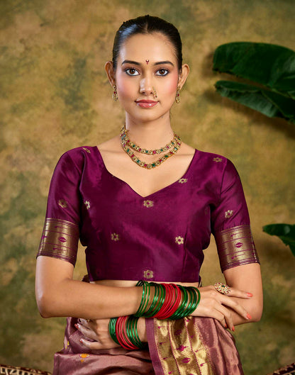 Dusty Rose Pink Silk Woven Paithani Saree