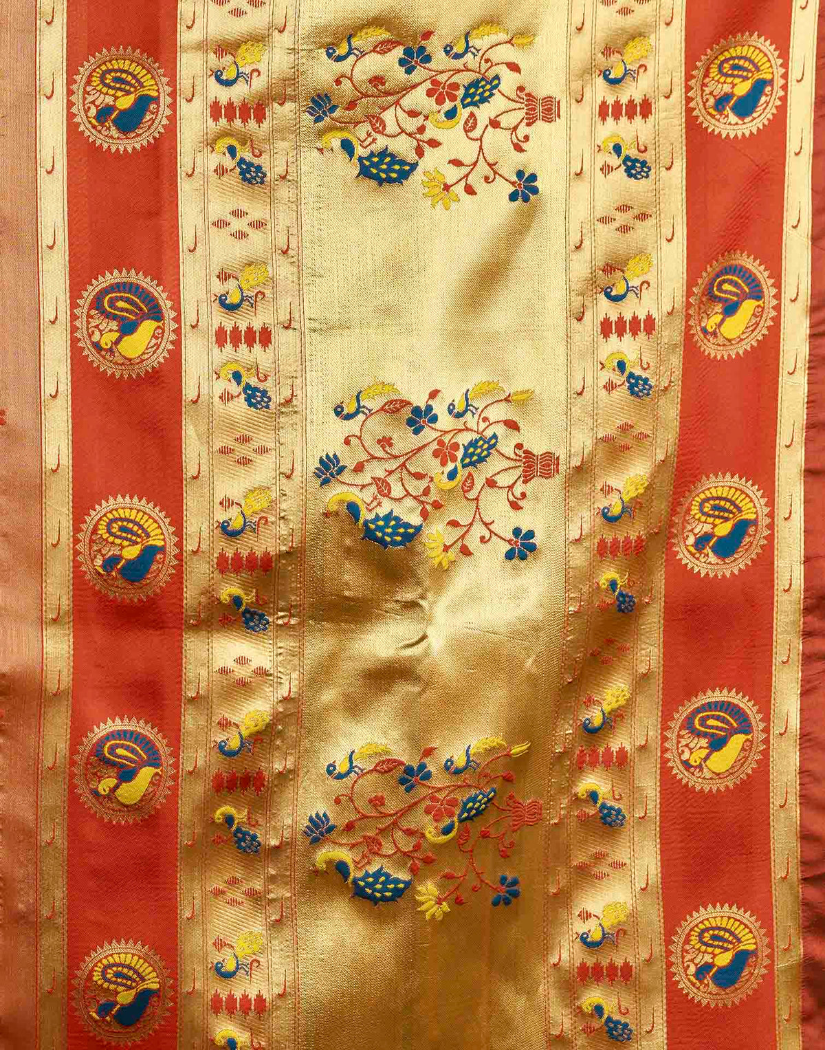 Rust Red Silk Woven Paithani Saree