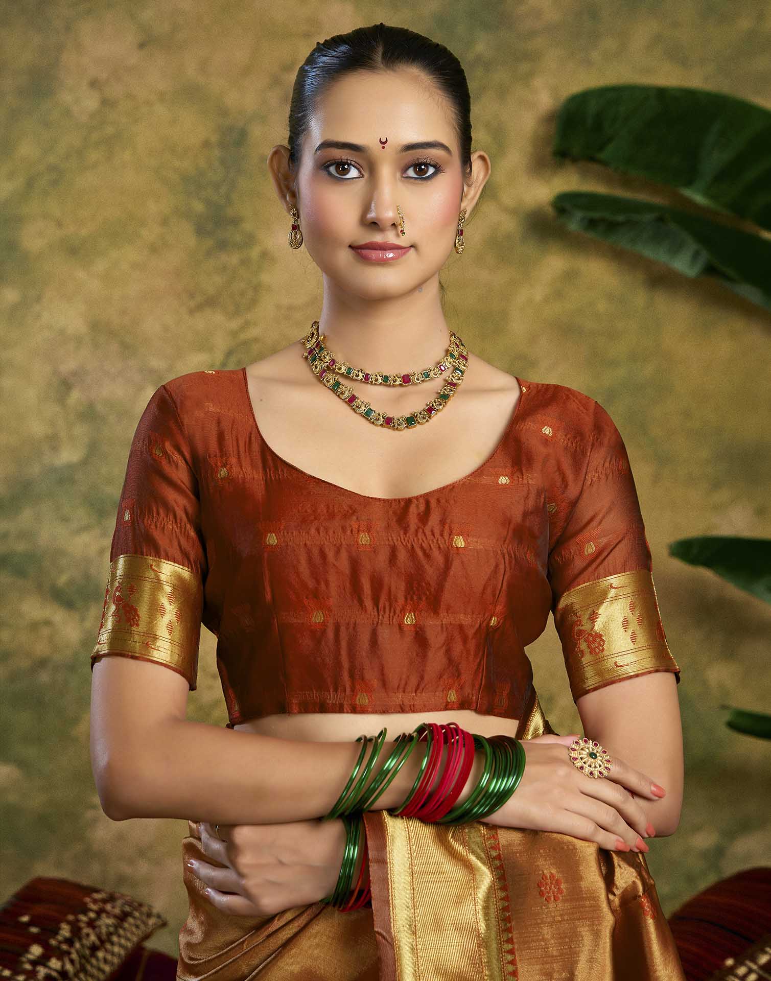 Rust Red Silk Woven Paithani Saree