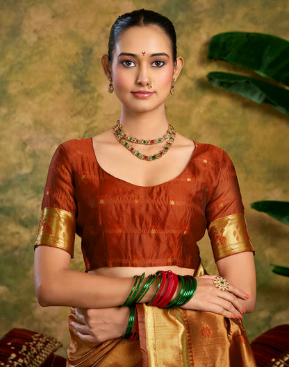 Rust Red Silk Woven Paithani Saree