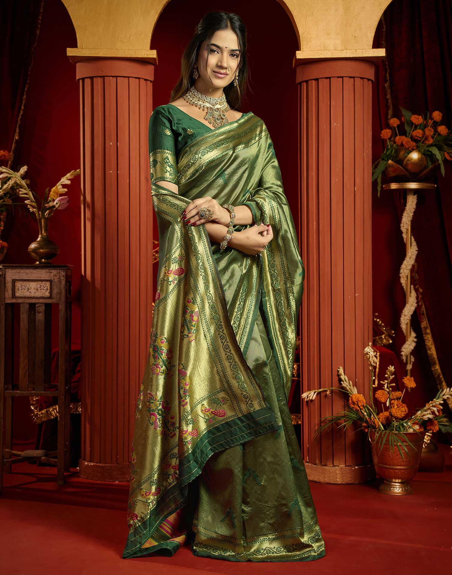 Green Silk Woven Paithani Saree