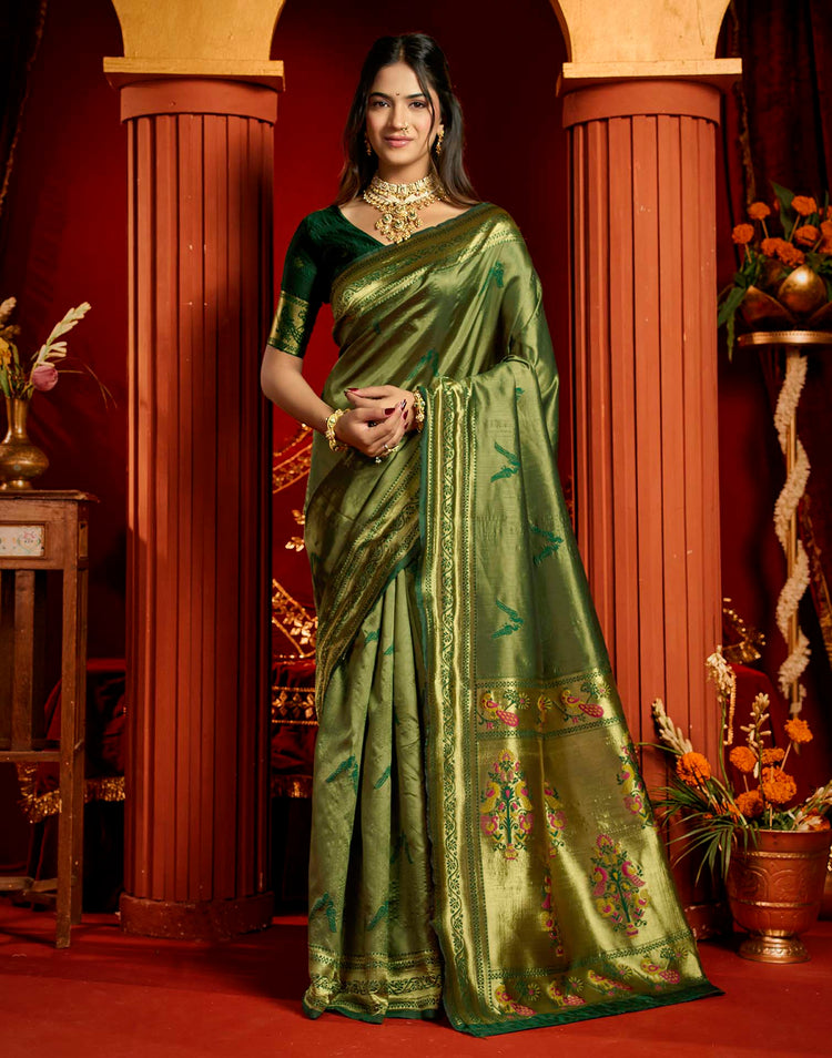 Green Silk Woven Paithani Saree