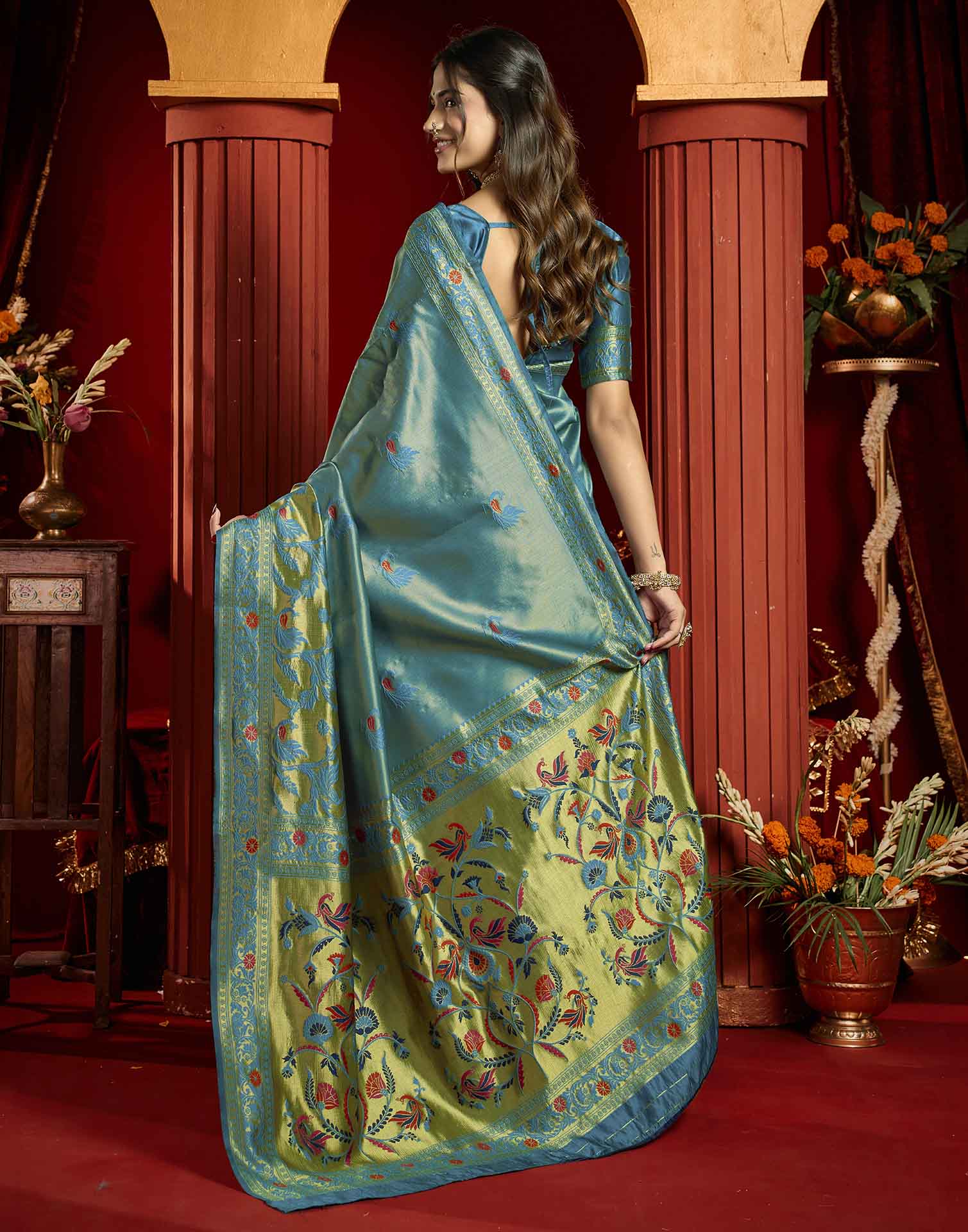 Blue Silk Woven Paithani Saree