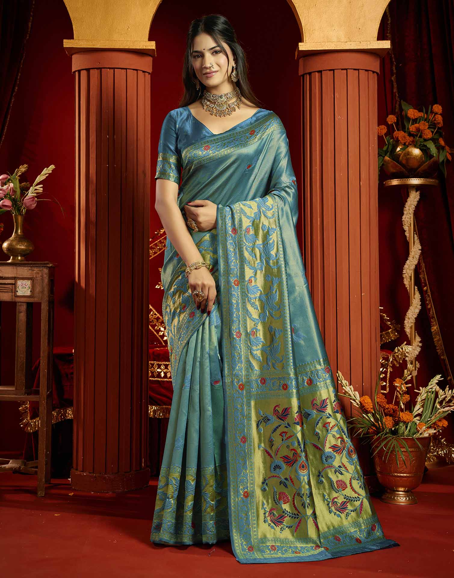 Blue Silk Woven Paithani Saree