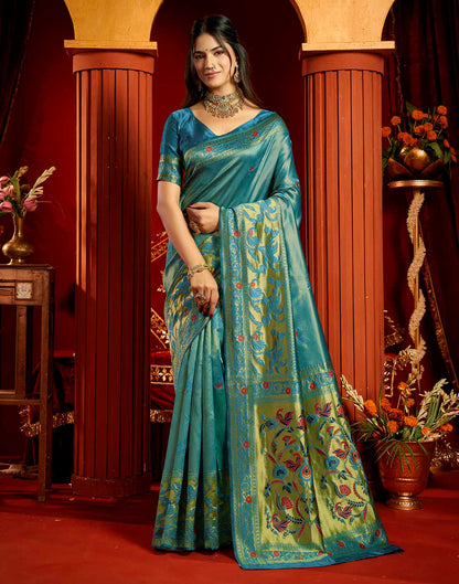 Blue Silk Woven Paithani Saree