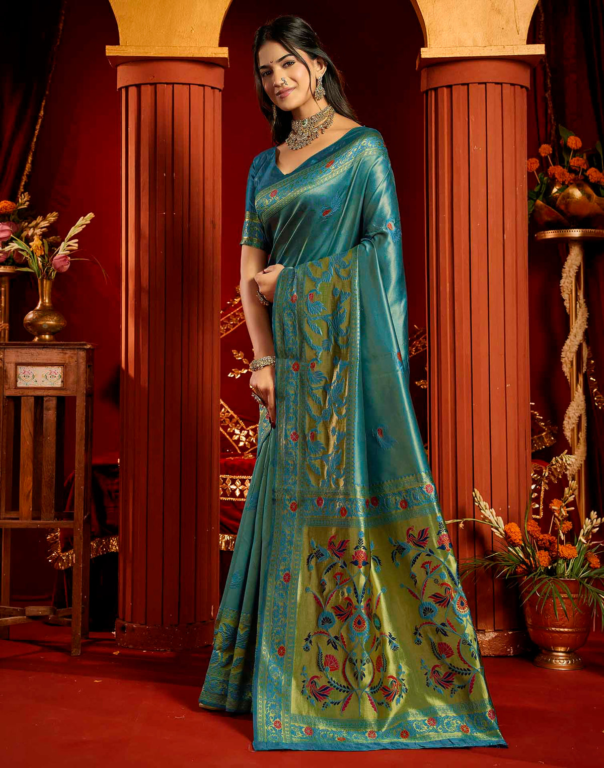Blue Silk Woven Paithani Saree