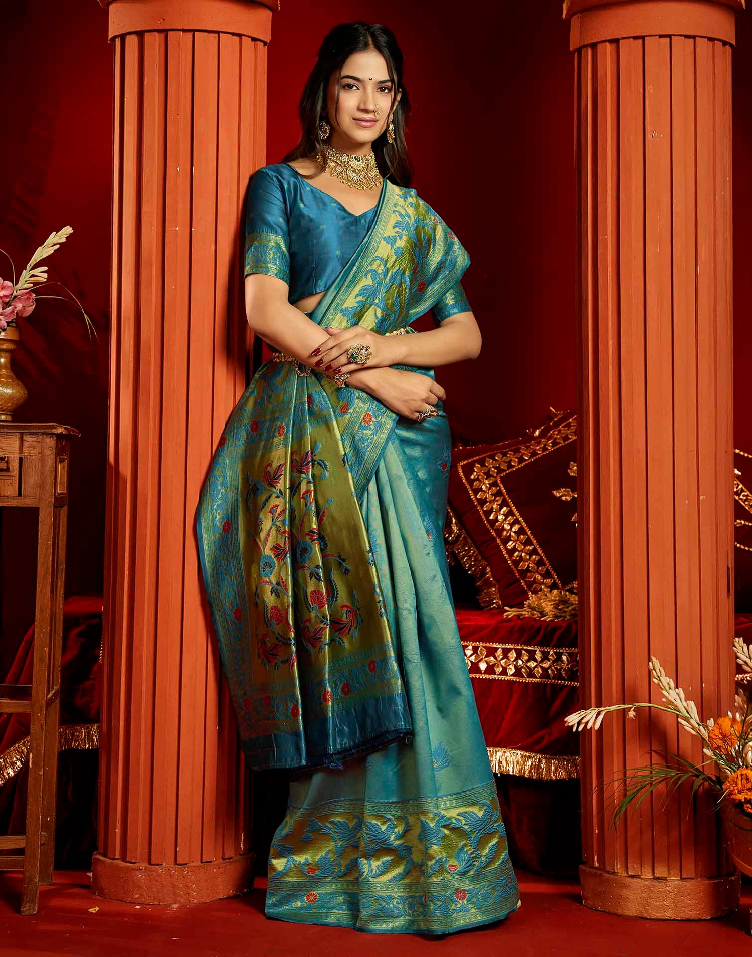 Blue Silk Woven Paithani Saree