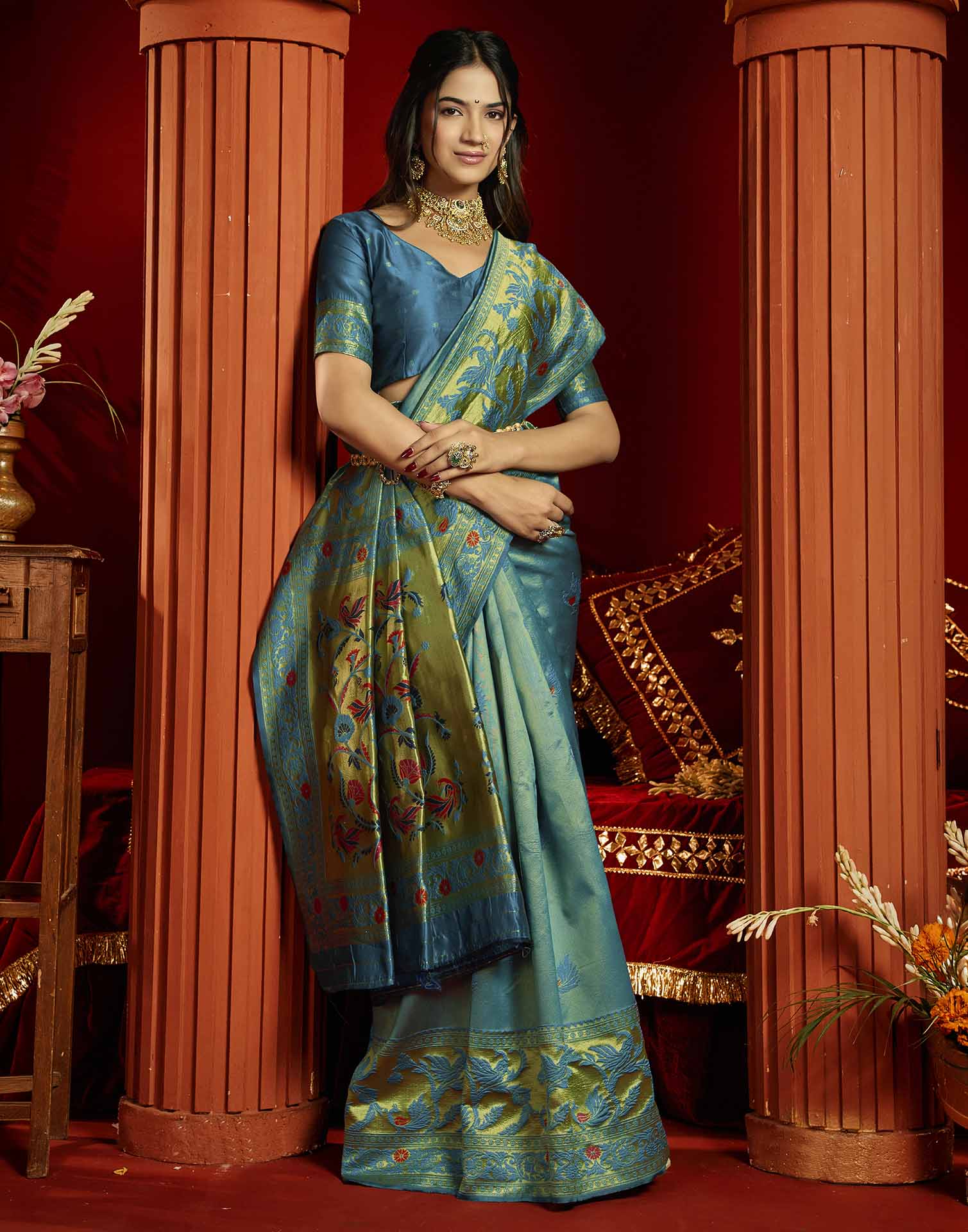 Blue Silk Woven Paithani Saree